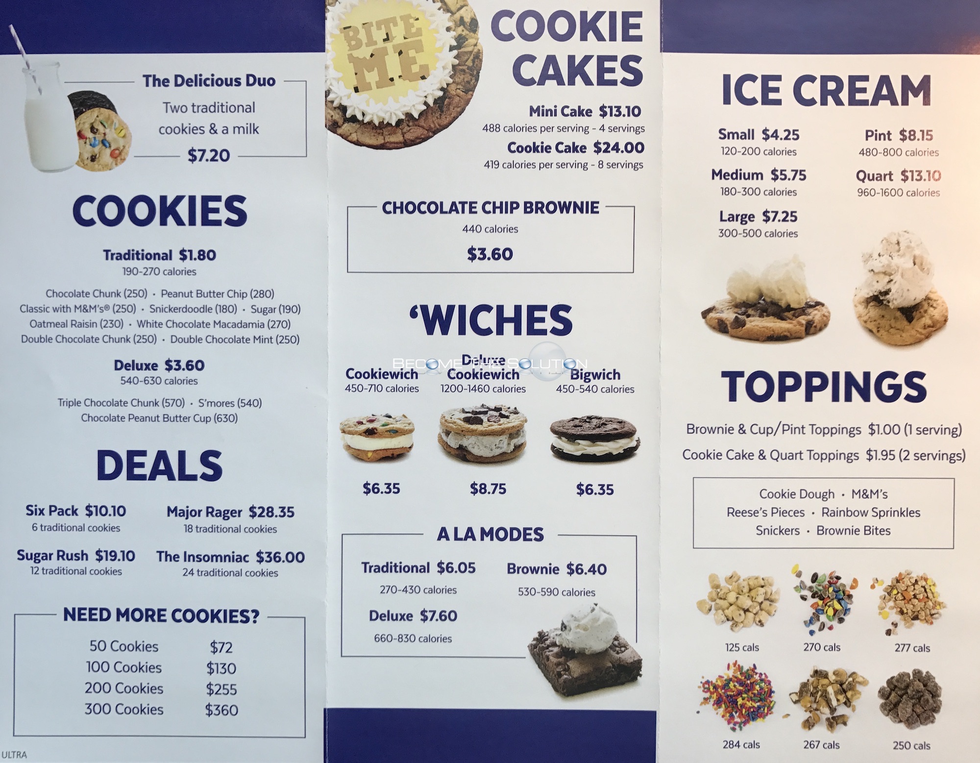 Insomnia Cookies Chicago Menu (Scanned Menu With Prices)